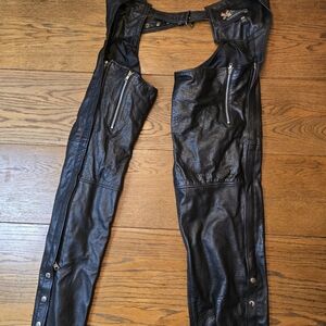 Xelement Leather Motorcycle Chaps YKK Zippers Lace Back Riding Pants Size 40